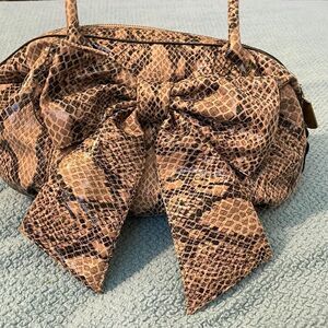 Jessica Simpson purse! Snakeskin with bow! Gorgeous! 15”width! 10”length!